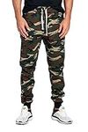 ProGo Men's Joggers Sweatpants Basic Fleece Marled Jogger Pant Elastic Waist (Medium, Forest Camouflage)