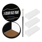 White Metallic Brown Face Paint+3PC Sponge+Brush Body Paint Set,Colored Eye Black for Baseball Softball Sport Games,Leopard,Cat Face Painting for Halloween,Cosplay,Costume,Theme Parties