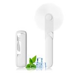 Portable Handheld Fan, 2 IN 1 Mini Hand Fan, Battery Operated [8-15 Working Hours], USB Rechargeable Personal Foldable Fan for Indoor, Small Pocket Fan Travel Essentials for Outdoor (White)