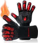 SOUTHGATE BBQ Gloves Extreme Heat Resistant Oven Grill Gloves Oven Mitts, Long Wrist Protect, Non-Slip Silicone, Cooking Gloves for BBQ Cooking BBQ Accessories EN407Certified