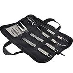 GQC 3PCS BBQ Grill Tool Set, Stainless Steel Barbecue Grilling Utensils Kit with Carry Bag, Spatula, Tongs and Fork BBQ Tool Accessories for BBQ Cooking Outdoor Camping��…