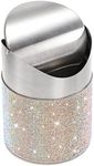 ZOOFOX Countertop Trash Can, 1.5 Liter Bling Rhinestone Garbage Bin with Swing Lid for Home, Office, Vanity Tabletop, Bedroom, Bathroom