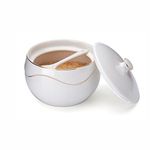 Porcelain Sugar Bowl with Lid and Spoon – Dust Free- Ceramic Sugar Holder Container for Countertop Coffee, Dishwasher Oven Freezer Safe, 11OZ