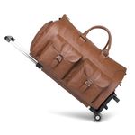 Rolling Garment Bags,Garment Bag with Wheels Travel Garment Bag with Shoe Compartment Rolling Duffle Bag with Wheels, A4-Brown-2P, Fashion