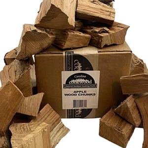 Carolina Cookwood Apple Smoking Wood Chunks Add Smoke Flavor to Food Cooked on Grills Smokers and Most Outdoor Cookers; Naturally Cured USA Hardwood Pieces in 8-12 Pound Box, 800 Cubic Inches