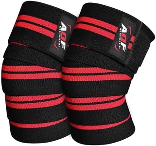 AQF Rodillera Vendaje para Levantar Peso para rodillera’s menisco y ligamento Soporte Elástico con Protección Elásticas para Levantamiento de Potencia (Negro/Rojo 78")