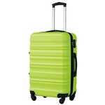 COOLIFE Suitcase Trolley Carry On Hand Cabin Luggage Hard Shell Travel Bag Lightweight with TSA Lock and Durable 4 Spinner Wheels (Apple Green, M(67cm 60L))