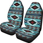 Wanyint Aztec Native American Print Universal Auto Car Seat Covers Turquoise Southwest Stripe Indian Blankets Printed Front Bucket Seats Protector Fit for Car,SUV Sedan,Truck