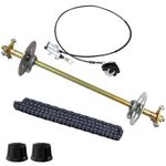 Go Kart Axle Kit 29 Inch Rear Axle DIY Go Kart Parts with Axle+Brake Caliper+Brake Disc+Pillow Block Bearing+T8F Chain+58T Sprocket+Wheel Hub for Go Kart Quad Trike Drift Bikes
