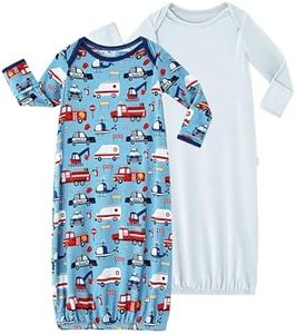 BambooBud Baby Sleep Gown Lightweight Sleeper Baby Boys Girls Wearable Blanket Long sleeve Nightgown 2 Pack Sleep Sack, Airplane and Car+Light Grey11, NB