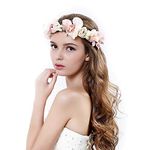 Ever Fairy Flower Crown Bridal Headpiece Natural Wedding Hair Wreath Rustic Bridal Shower Hair Greek Bridal Crown Bridal Halo Headpiece Circlet for Women's (Pink)