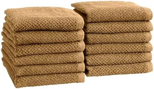 Great Bay Home Taupe Washcloth- 100% Cotton 12-Pack 13x13 Wash Cloth - Absorbent, Quick-Drying, Durable Face Towels for Bathroom Decor - Low-Twist, Two-Ply Fibers (Mocha)