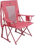 GCI Outdoor Comfort Pro Rocker Camping Chair | Portable Folding Rocking Chair with Durable Armrests & Drink Holder — Blush