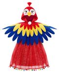 ReliBeauty Parrot Costume for Kids Tropical Jungle Parrot Dress for Girls, Red, 5