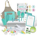 Tovla Jr. Kids Real Cooking and Baking Gift Set with Cookbook and Storage Case- Montessori Complete Cooking Supplies for the Junior Chef - Set for Girls & Boys - Utensils and Kid Safe Knives.