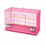Rizopets Bird Cage, Crate for Rabbit, Parrots and Small Pets with Sliding Tray, 2 Feeding Cup & 2 Perch with Secure Lock (2 Feet, Pink)