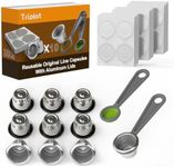 10pcs Reusable Capsules for Nespresso OriginalLine - Refillable Coffee Pods Stainless Steel Cups Compatible for Nespresso OriginalLine Machine (10pods+300Lids)