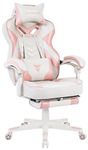 Zeanus Pink Gaming Chair Gaming Chair for Adults Girls Gaming Chair Reclining PC Computer Chair with Footrest Heavy People Ergonomic Game Computer Chair with Massage PU Leather High Back Big and Tall