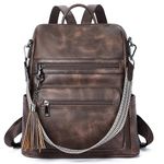 Telena Backpack for Women Vegan Leather Backpack Large Travel Backpack, College Shoulder Bag with Tassel Dark Coffee