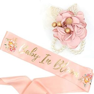 Baby in Bloom Sash & Wrist Corsage Kit - Blush Peach Baby Shower Sash Baby Shower Favors New Mom Gifts