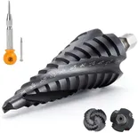 MulWark Four Spiral Flute Cobalt Step Drill Bit Set and Automatic Center Punch, Industrial Grade Aluminium Titanium Nitride Coated Step Bit, Hex Shank Unibit Step Bits for Metal, Stainless Steel