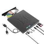 7 in 1 External DVD Drive, External CD/DVD Drive for Laptop USB 3.0 & Type-C, Portable CD/DVD +/-RW Disk Drive, CD/DVD Burner CD ROM External Drive for Laptop Desktop PC Windows 7/8/10/XP Mac Linux