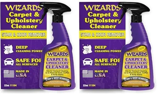 Wizards Carpet and Upholstery Cleaner - Fabric Cleaner Spray Solution for a Fresh & Clean Car - Pet Stain & Smell Remover and Natural Carpet Cleaner - Made in USA - 22 oz