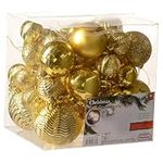 Gold Christmas Ball Ornaments for Christams Decorations - 36 Pieces Xmas Tree Shatterproof Ornaments with Hanging Loop for Holiday and Party Deocation (Combo of 6 Styles in 3 Sizes)