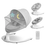 Electric Baby Swing Chair with Remote Control, Baby Bouncer Chair with 4 Speeds & 4 Timer & Bluetooth Music Player, Removable Seat Cushion for All Seasons