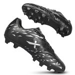 Vector X Kick-X Football Studs for Men/Sports and Athletic Footwear with TPU Sole, Synthetic Leather Upper/Textured Pattern/Comfortable Football Soccer Shoes (Black-Silver, Size-8)