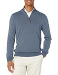 Tommy Hilfiger Men's Long Sleeve Cotton Quarter Zip Pullover Sweater, Navy Heather, Medium