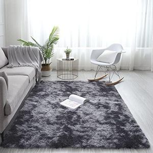 ADVWIN Fluffy Rug, Soft Shag Fluffy Area Rug, Non-Slip Durable Large Floor Carpet, Dark Grey Rectangular Rug for Living Room, Bedroom, Kids Play Room, Dormitory, Hotel (200X230cm)