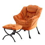 Tiita Lazy Chair with Ottoman, Modern Large Accent Lounge Chair, Leisure Sofa Armchair with Ottoman, Reading Chair with Footrest for Bedroom, Living Room, Dorm Rooms, Garden