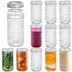 Tebery 12 Pack Mason Jars Canning Jars, 12 OZ Jelly Jars With Regular Lids and Bands For Canning, Freezing, Preserving, Beverages & Jar Decor