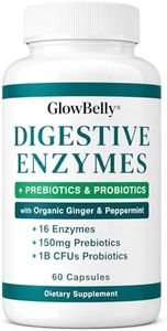 Digestive Enzyme Complex | 16 Plant-Based Enzymes with Prebiotics, Probiotics, Peppermint & Ginger | 60 Vegan Gluten-Free Capsules by GlowBelly