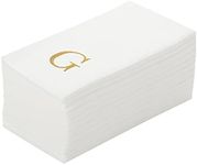 Restaurantware Luxenap 15.8 X 7.9 Inch Linen-Feel Guest Towels 50 Lettered Hand Towels - Gold Letter 'G' Sans Serif Font White Paper Dinner Napkins airlaid for Restrooms and Tables