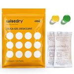 wisedry 50 Gram [10 Packs] Silica Gel Desiccant Sachets Microwave Fast Reactivate Desiccant Bags with Indicating Beads for Closet Gun Safes Bathroom Food Grade