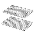 Luvan 2-Pack 100% 304(18/10) Stainless Steel Roasting & Cooling Rack,12”x17“(30*43cm)Fits Half Sheet Pan,Oven Safe & Rust-Proof Fits Cooking, Baking.Heavy Duty & Non-Stick Fits Cooling Cookies, Cakes.