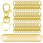 60Pcs Gold Key Chain Clip Hooks Set, 30Pcs Swivel Snap Hooks and 30Pcs Key Rings, Lanyard Lobster Claw Clasps for Jewelry Crafts