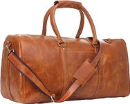 Premium Leather Duffel Bag 22-Inch Spacious Weekender Travel Bag Stylish and Durable Ideal for Men and Women Carry-On Luggage for Air Travel and Gym Adjustable Shoulder Strap, Brown, 22" inch, Duffel