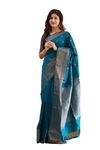 Yashika Women's Woven Banarasi Kanjivaram Cotton Silk Jaquard Saree (AZ-YS-OG-Bilal-Parent_Blue)