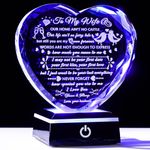 YWHL Romantic Gifts for Wife from Husband, Anniversary Birthday Gifts Ideas for Wife, to My Wife Present Crystal Keepsake with Colorful LED Base, I Love You Wife Gifts for Christmas Valentine's Day