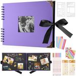 DazSpirit Photo Books, 29.5 X 21 CM Wedding Photo Albums, Photo Album with Writing Space, 80 Pages Scrapbook, for 240 Pictures, 6 Color Marker Pen, Personalised Photo Book for Anniversary (Purple)