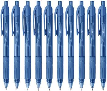 FLAIR V2 Retractable 0.7mm Gel Pen Box Pack | Water Proof, Smudge Free & Refillable Ink For Smooth Writing Experience | Comfortable Grip For Easy Handling | Blue Ink, Pack of 10 Pens
