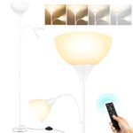 OUTON Floor Lamps for Living Room, Mother and Child Lamp with Remote Control, Uplighter Floor Lamp with Reading Lamp, Dimmable & 3000K-6000K Color Temperatures, Tall Standing Lamp for Bedroom, Office