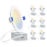 INCARLED 6inch 6Pack 5CCT 2700K 3000K 3500K 4000K 5000K 12W 1050LM LED Dimmable Recessed Slim Pot Light, IC-rated Ceiling Light/Downlight with Junction Box