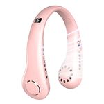 MOREASE Neck Fan, Portable Neck Fan Rechargeable Personal Fan, 3000mAh USB Wearable Hands Free Fan, 4+1 Speeds Cooling Fans, Leafless Hanging Bladeless Mini Neck Fan for Women Men Outdoor (P+)