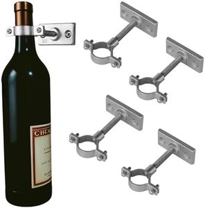 Lily's Home Bar Wall Mount Single Wine Bottle Display Holder, Industrial Design with Mounting Hardware, Works with Wine or Liquor Bottles, Silver Finish (4-1/2” x 1-3/8” x 2-3/4” Set of 4)