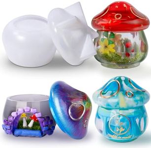LET'S RESIN Mushroom Jar Resin Molds Silicone, Epoxy Resin Molds with Lid, Cute Mushroom Jar Molds for Craft Decorations, Storage, Candles, Gifts