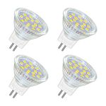 MR11 GU4 2W LED Cool White 6000K, 250LM, AC DC 12V-24V, 120° Angle with Glass Cover, MR11 10W-20W Halogen Replacement, Energy Saving 35mm GU4 12V Spotlight Bulb for Cooker Hood, 4pcs